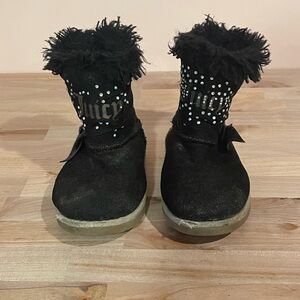 Juicy Couture Black Furry Boots size 9